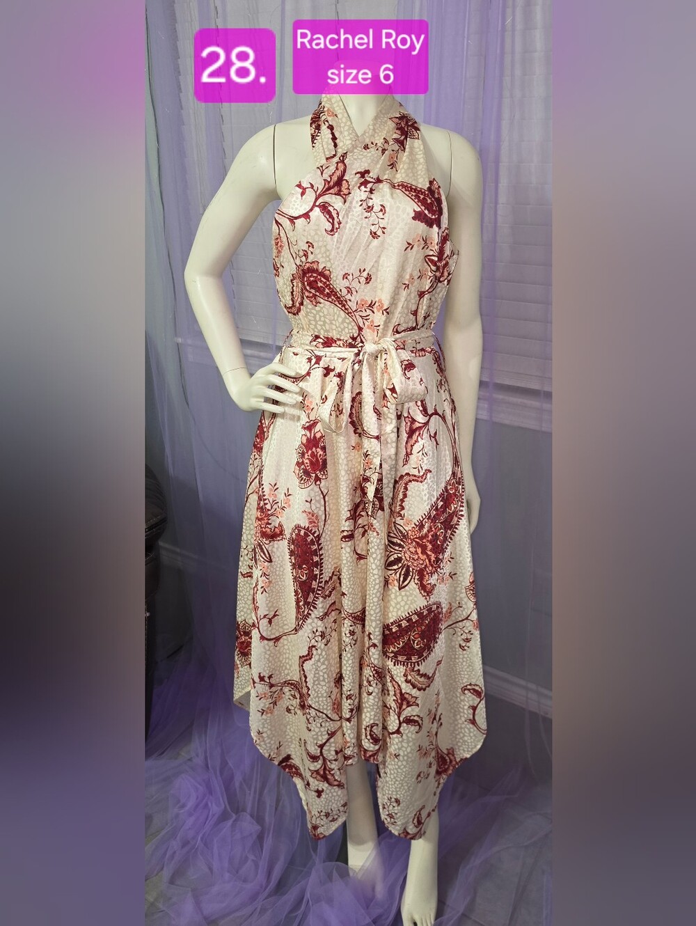 RACHEL Rachel Roy Cream Maxi Dress with Rust Floral Paisley